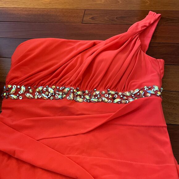 Vintage DEB 90s Y2k Mini Dress One Shoulder Bright Rhinestone HOCO event prom - Picture 3 of 11